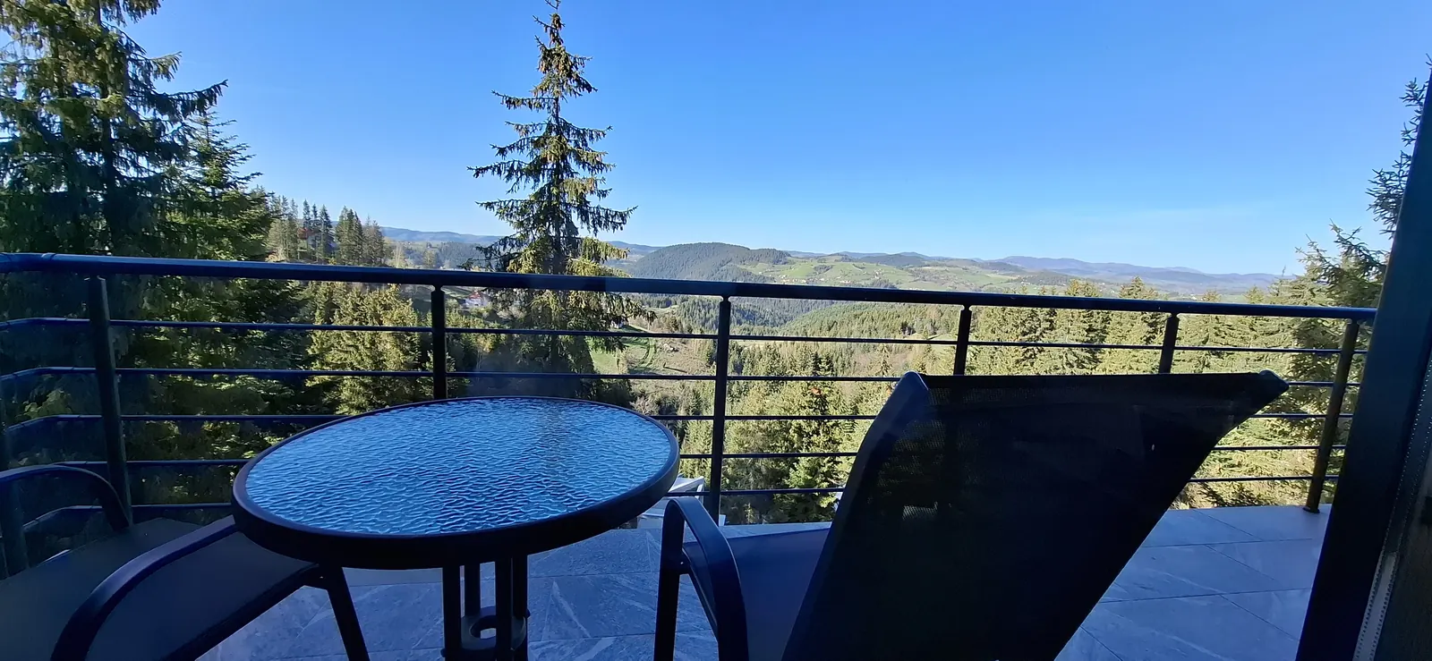 The terrace and view from the cabin.